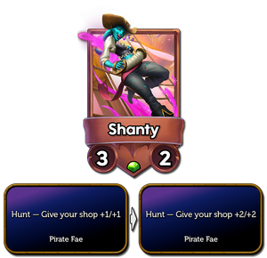 Shanty now buffs the shop +2/+2 by default instead of +1/+1
